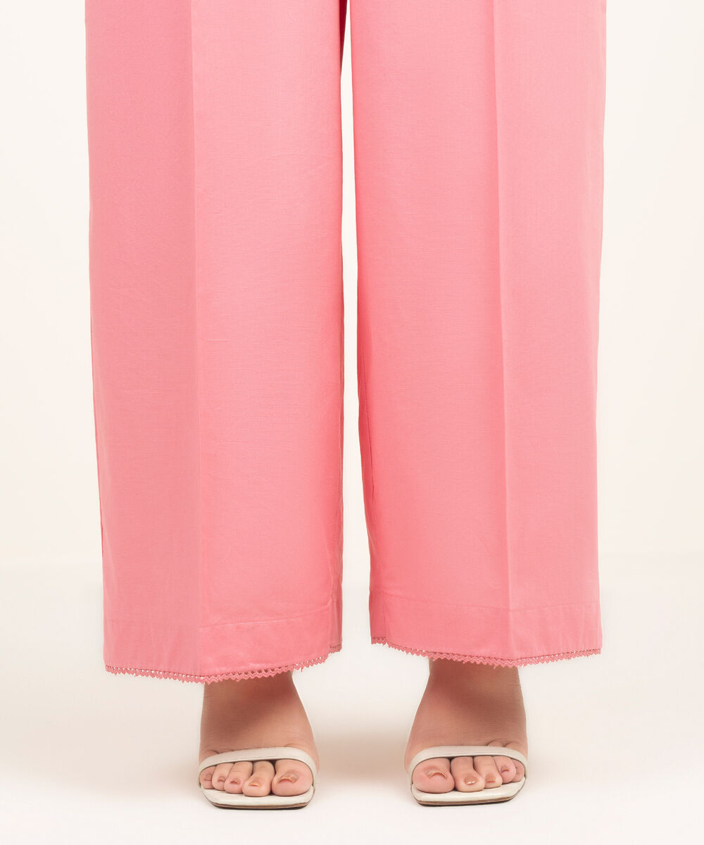 Women's RTW Cambric Solid Pink Culottes