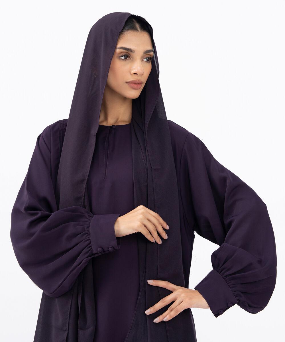 Women's Purple Polyester Abaya Set