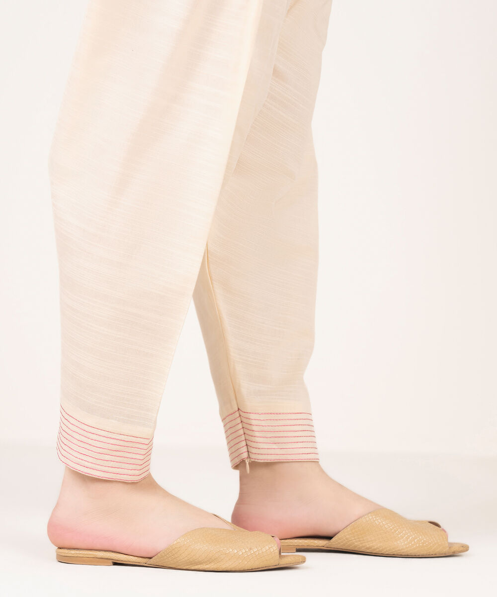 Women's RTW Khaddar Embroidered Off White Shalwar