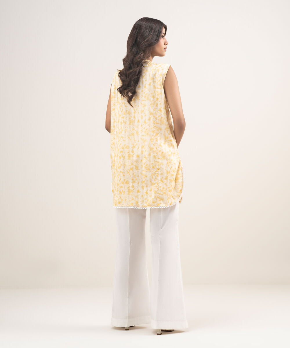 Women's RTW Leno Kara Embroidered Yellow Straight Shirt