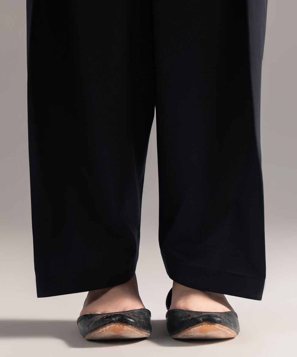 Women's RTW Cambric Solid Black Shalwar