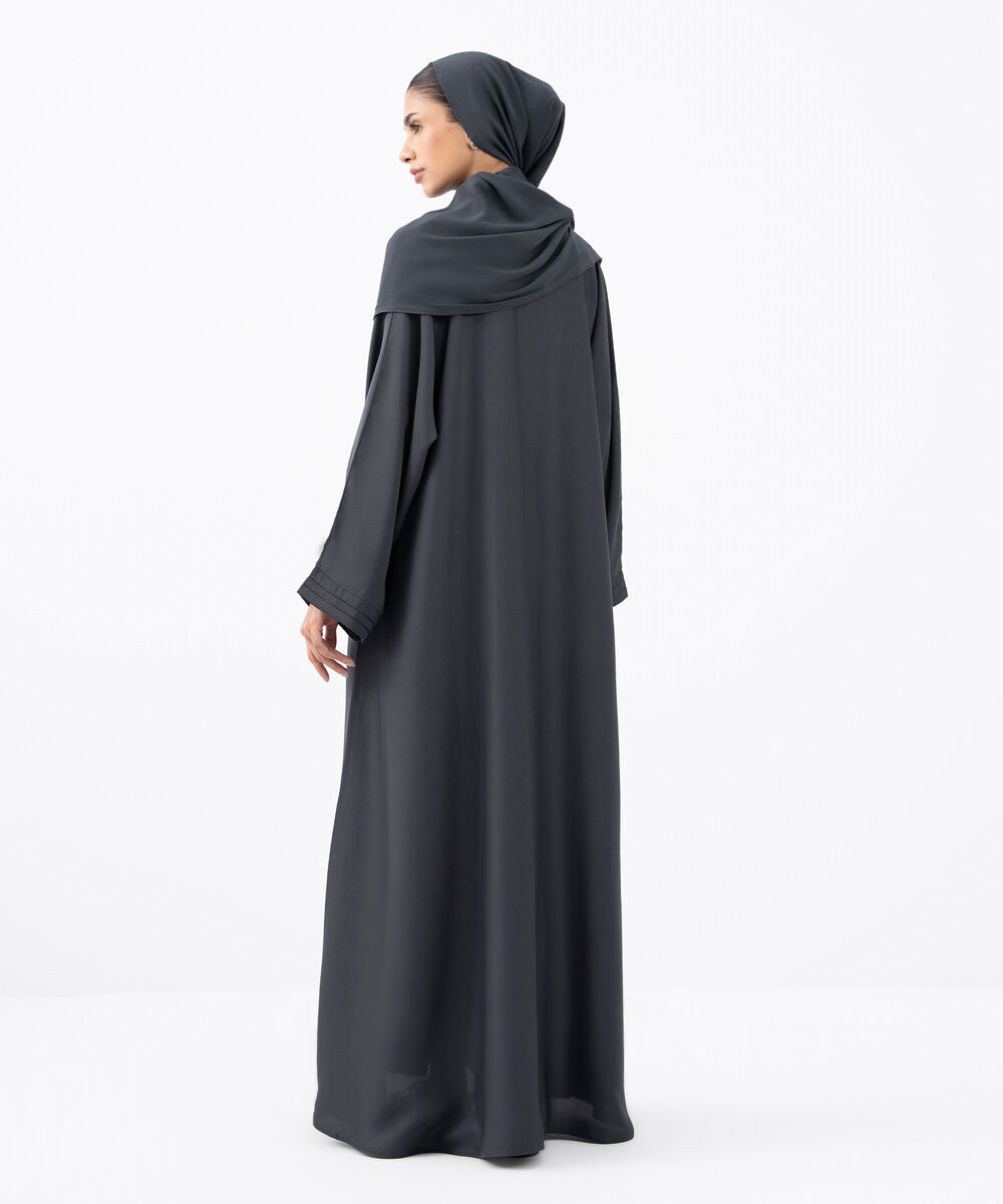 Women's Grey Polyester Abaya