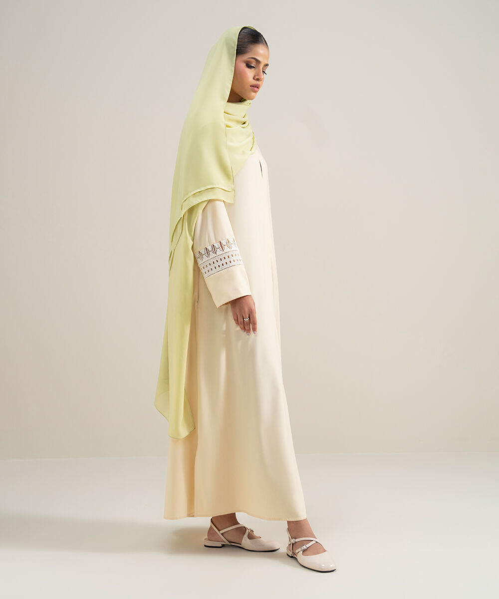 Women's Polyester Yellow Regular Abbaya