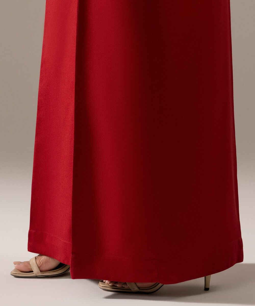 Women's RTW Viscose Marina Solid Maroon Flared Pants