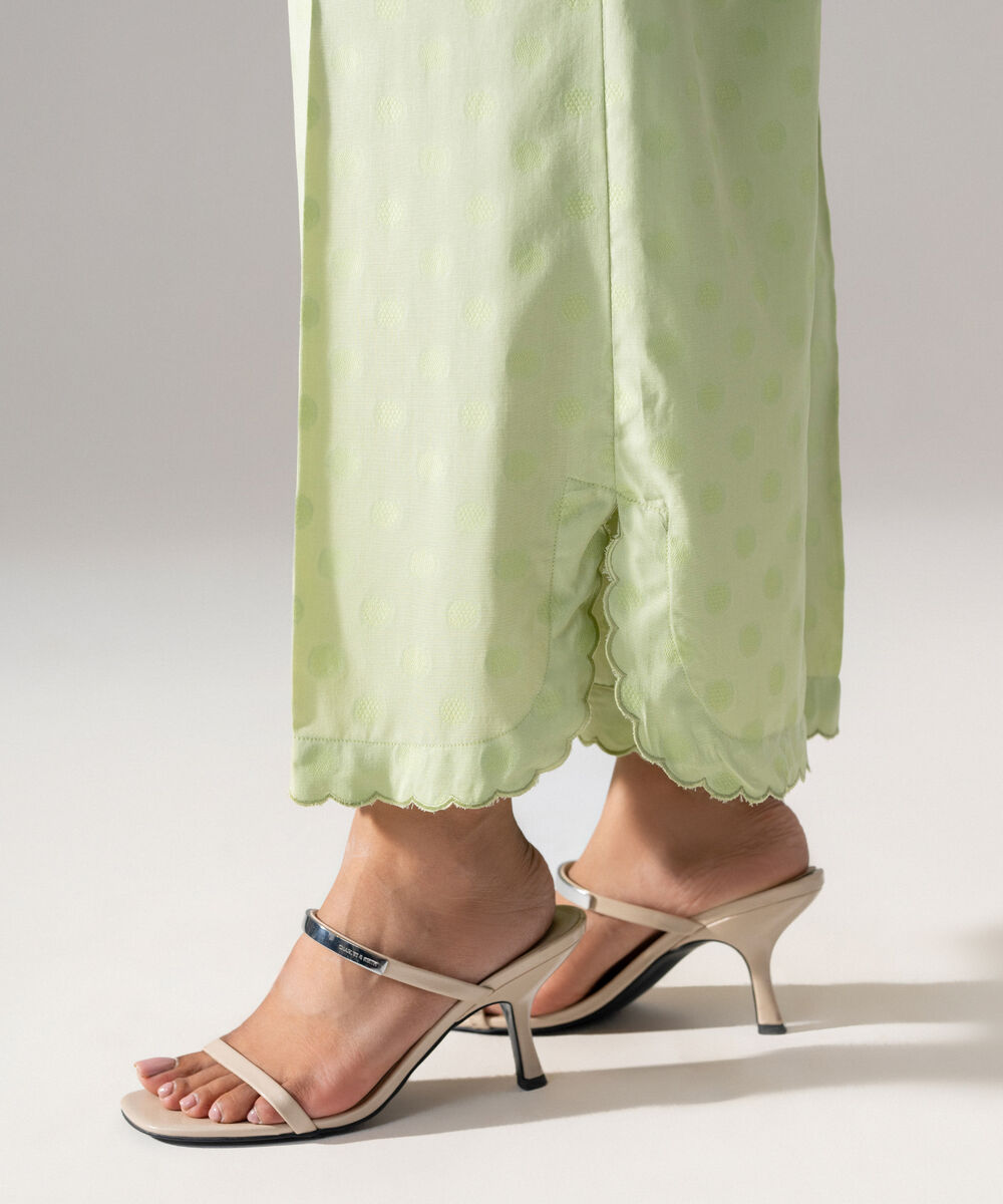 Women's RTW PV Jacquard Solid Mint Green Flared Pants