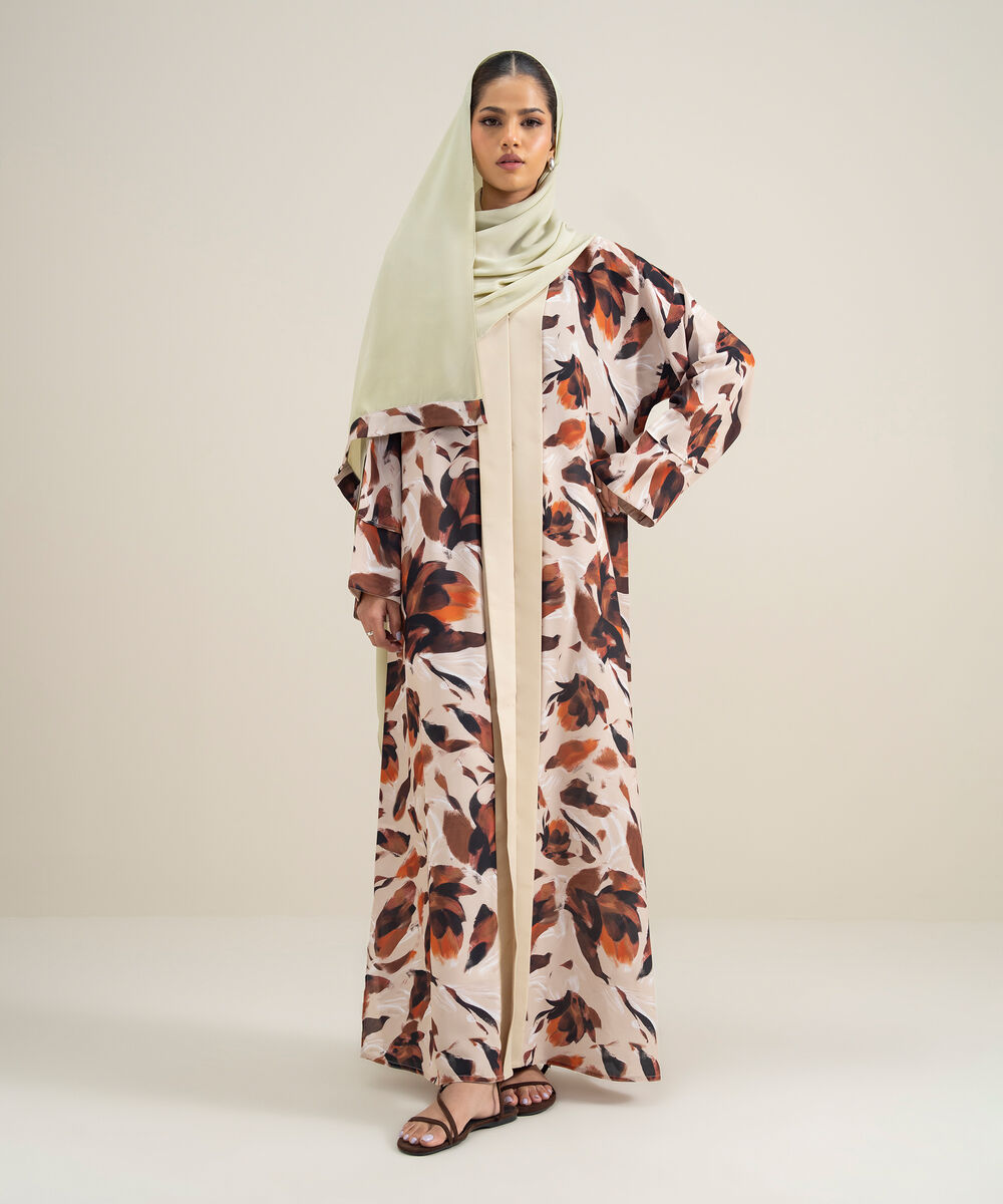 Women's Polyester Multi Printed Abbaya Set