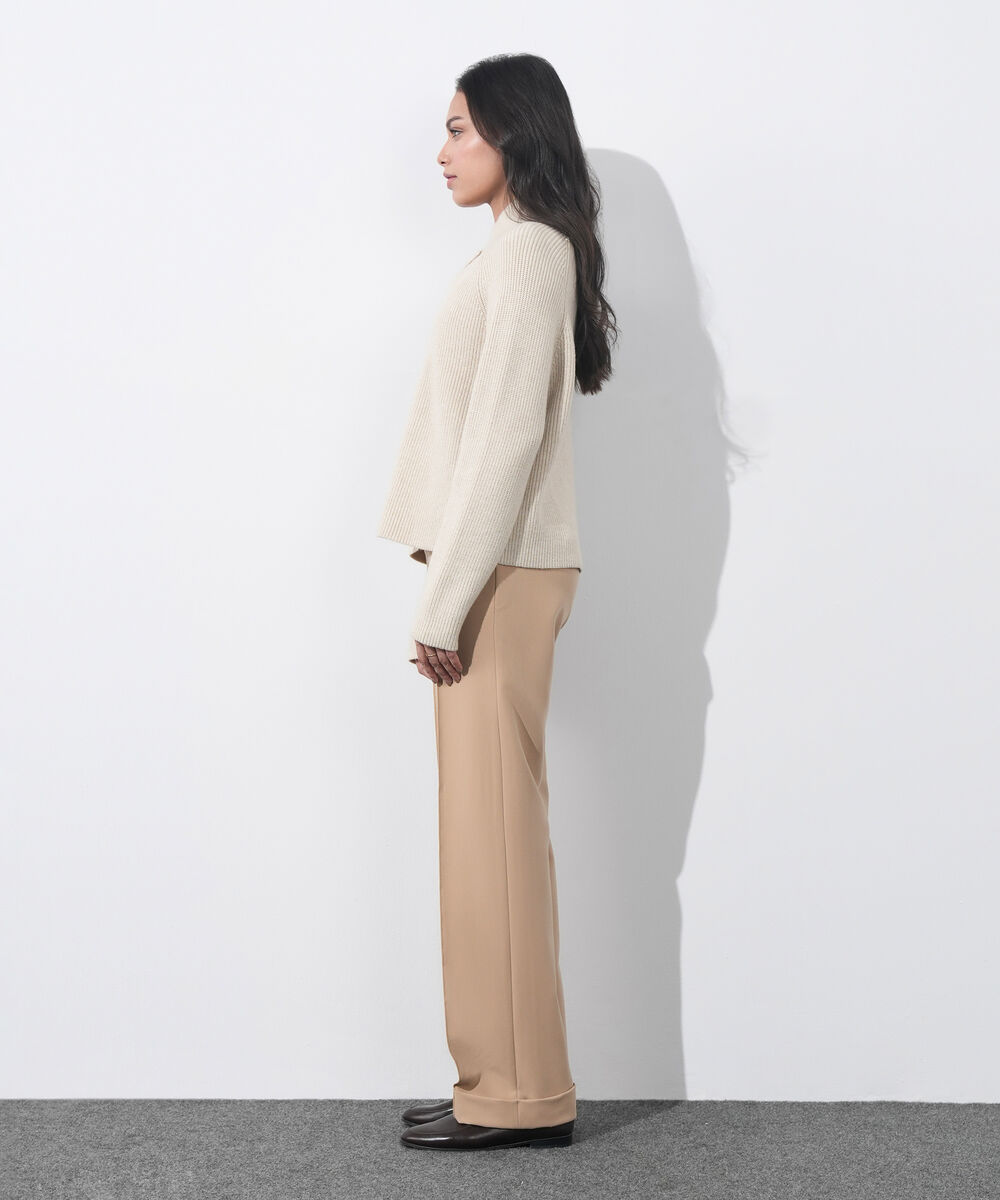 Women's Western Wear Almond Cross-Over High Neck Sweater