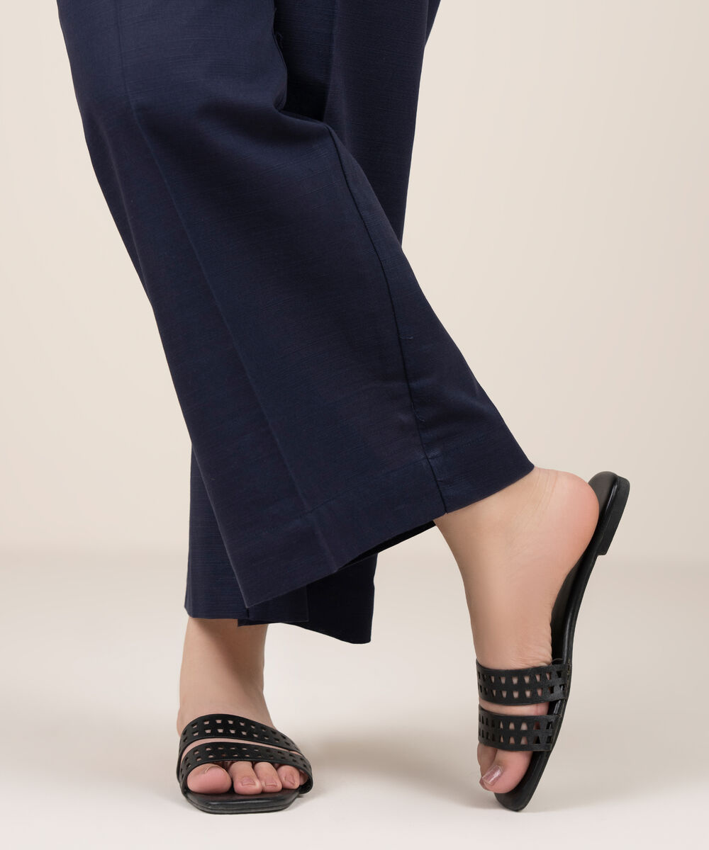 Women's RTW Khaddar Solid Blue Culottes