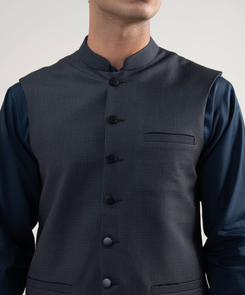 Men's Stitched Premium Suiting Charcoal Waistcoat
