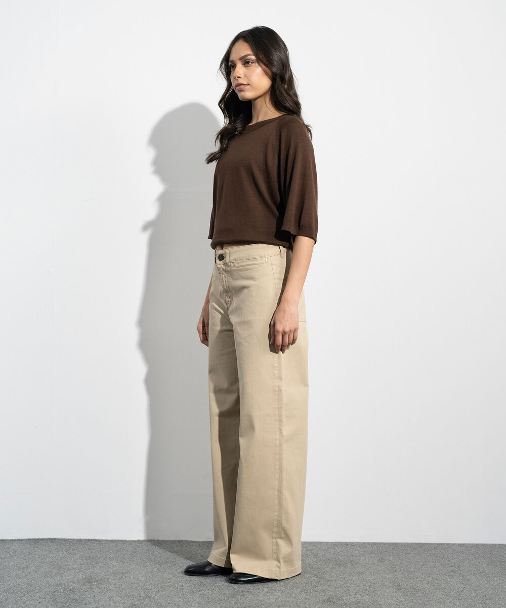 Women's Western Khaki Straight Fit Chino Trousers