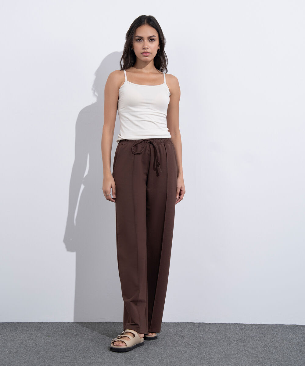 Women's Western Wear Brown Pull On Summer Terry Trousers