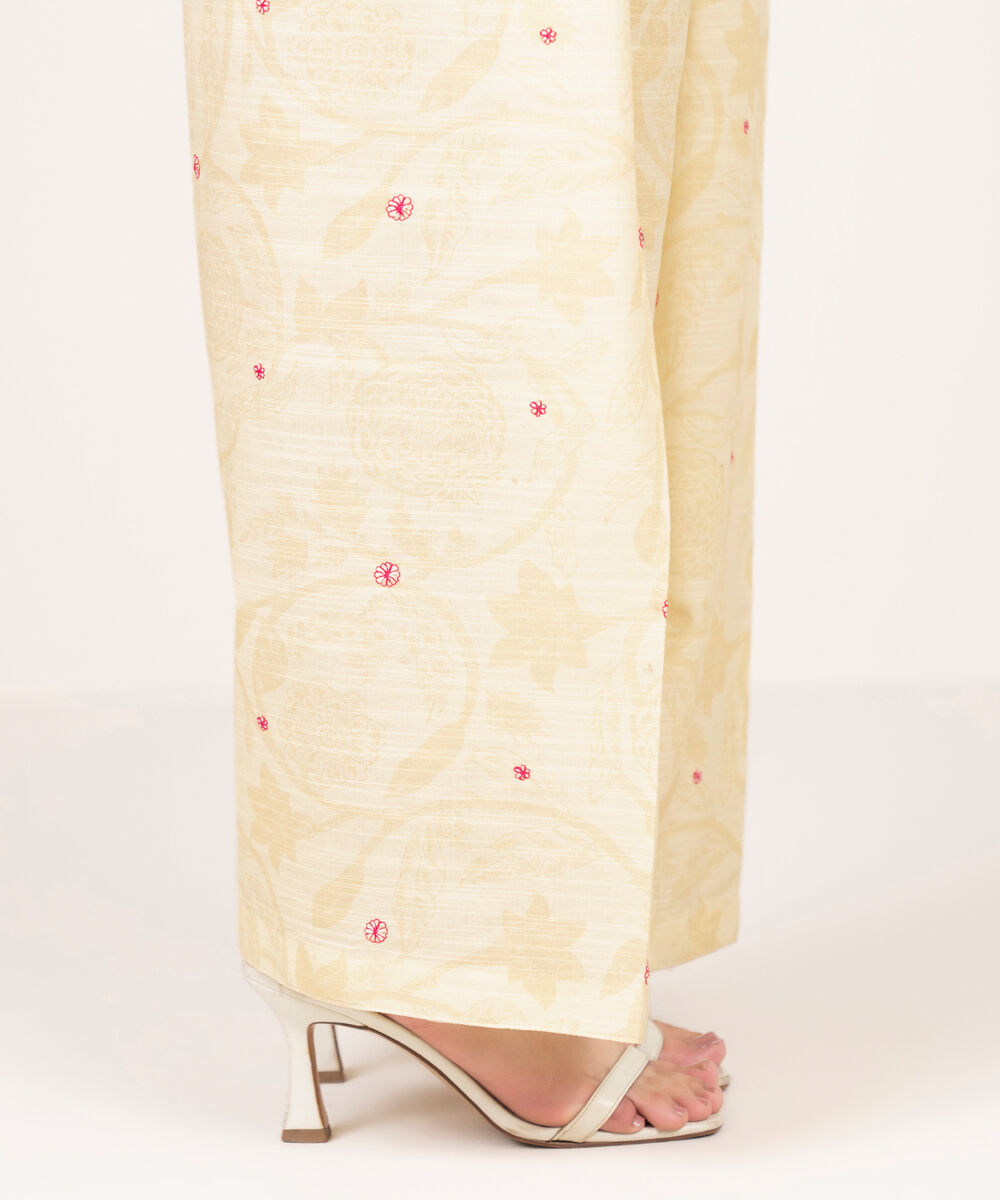 Women's RTW Light Khaddar Embroidered Pale Yellow Shalwar