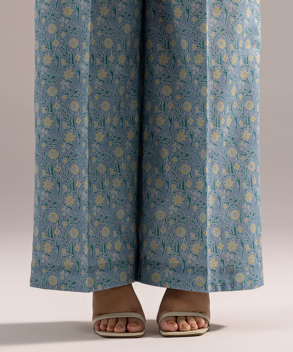 Women's RTW Cambric Printed Blue Culottes