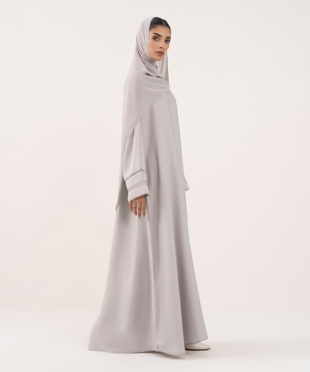 Women's Off White Polyester Abaya