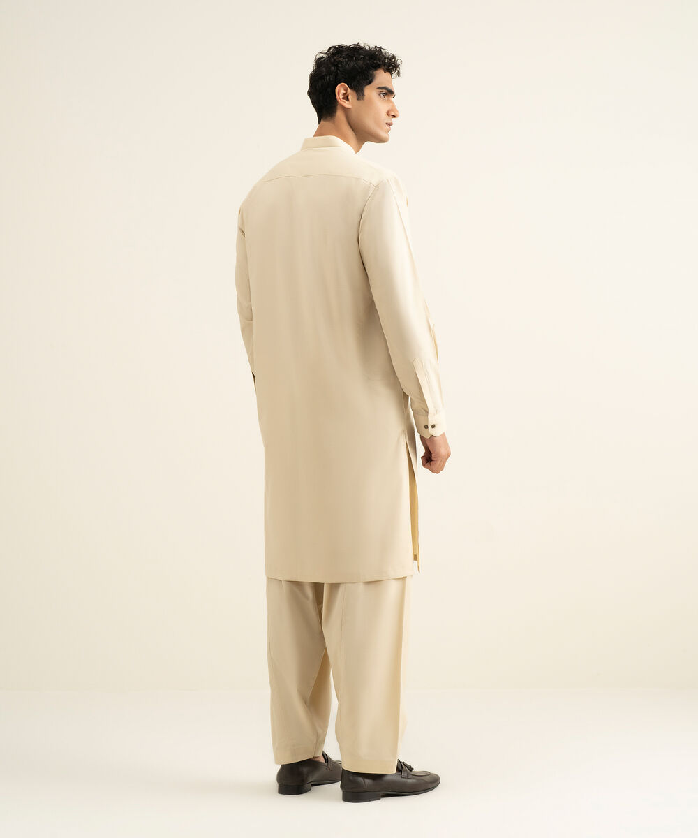 Men's Stitched Beige Kurta Shalwar