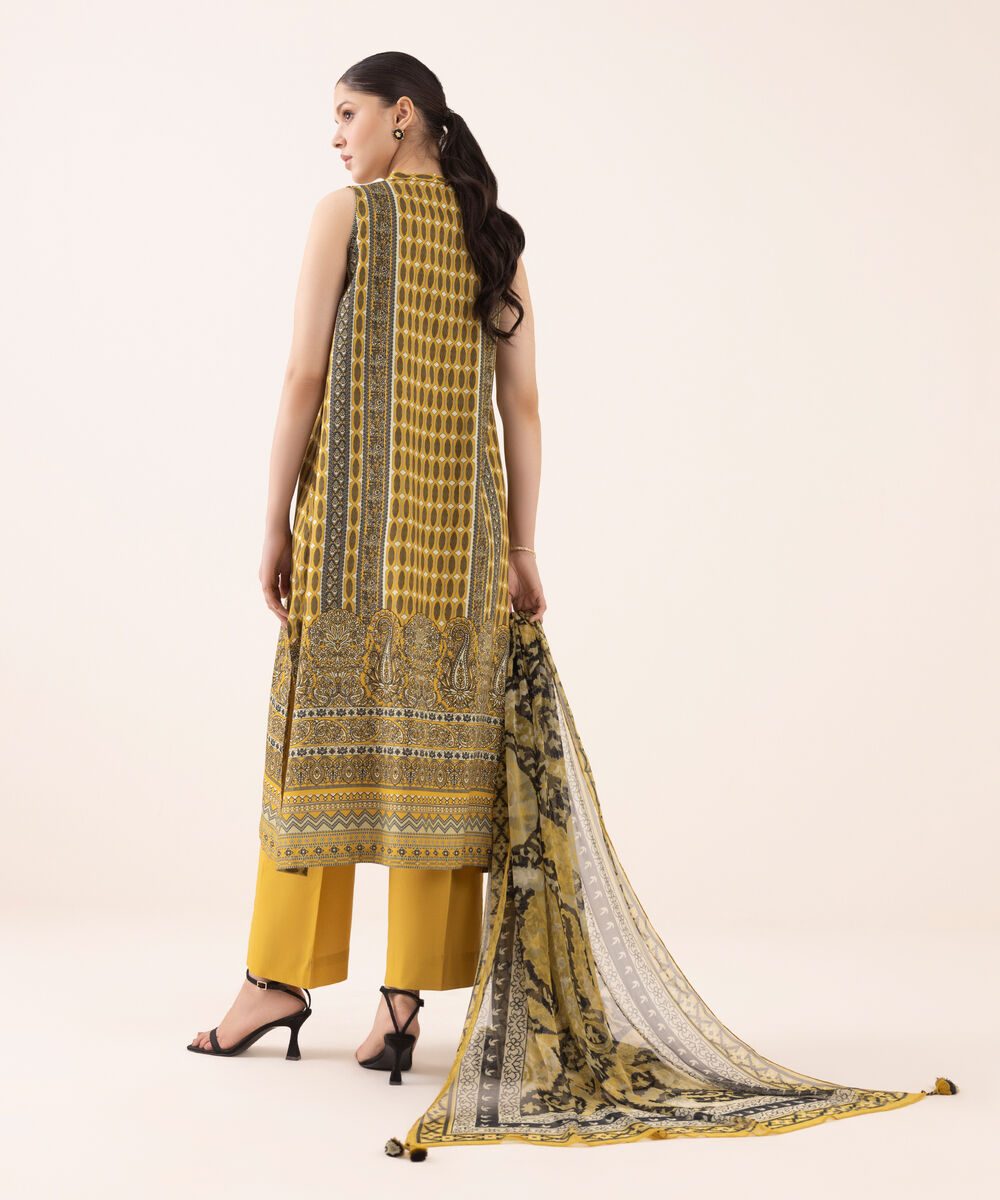 Women's Unstitched Arabic Lawn Printed Multi 3 Piece Suit