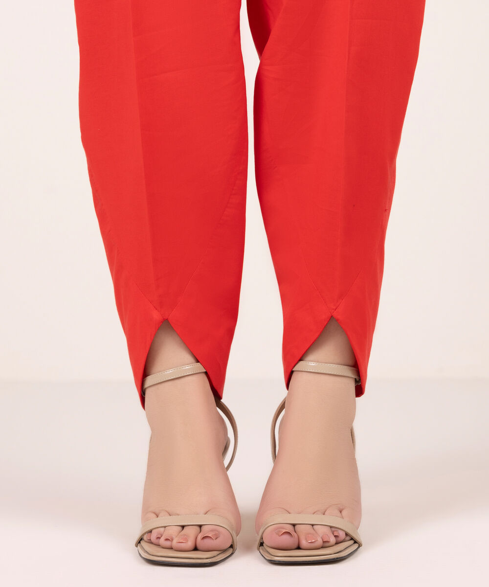 Women's RTW Lawn Solid Red Shalwar