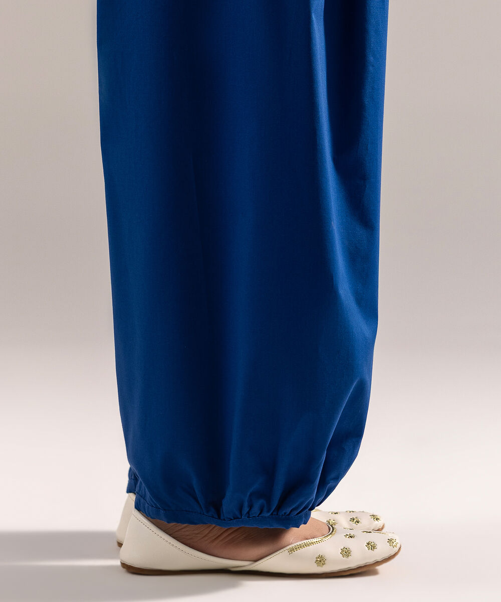 Women's RTW Cambric Solid Dark Blue Balloon Pants