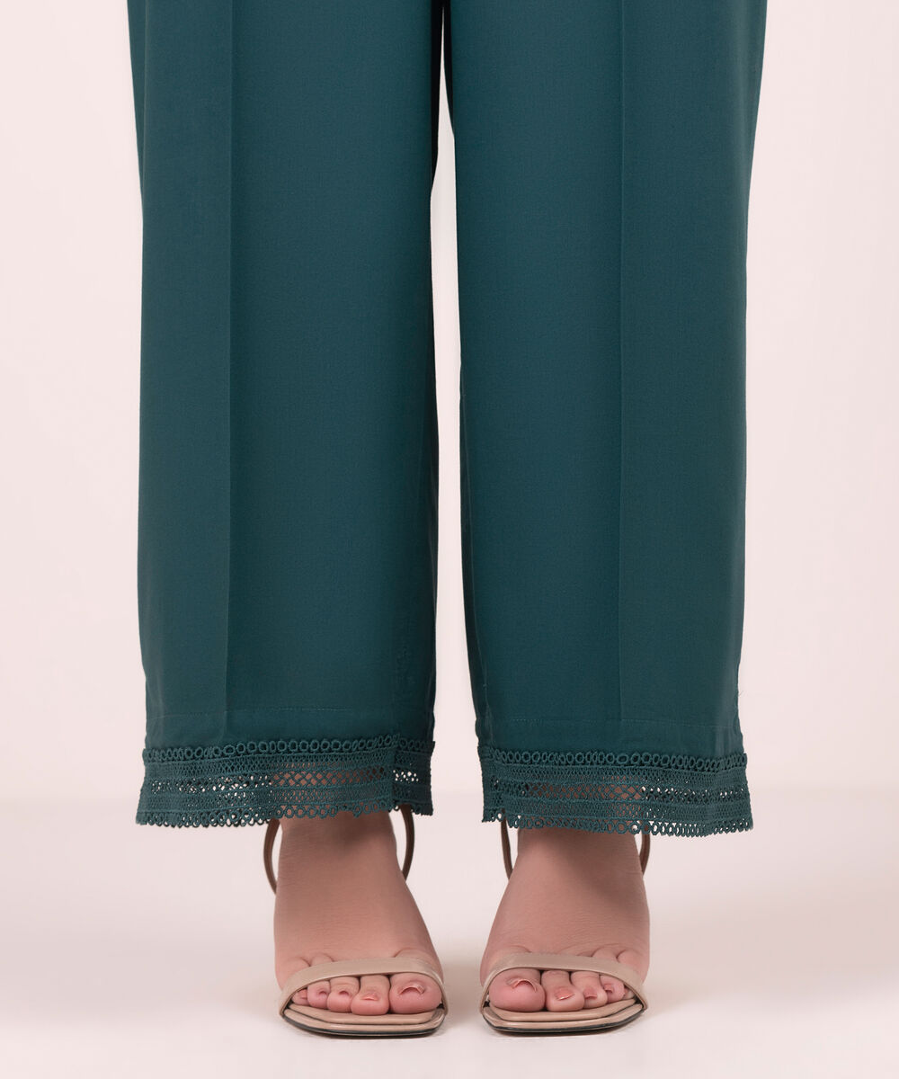 Women's RTW Lawn Solid Teal Culottes