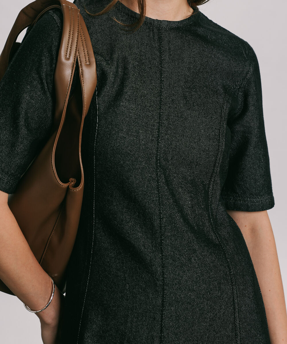 Women's Western Wear Black Flared Denim Dress