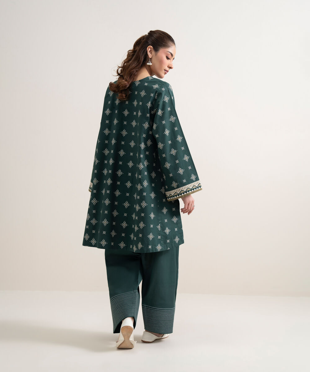Women's Unstitched Lawn Printed Green 2 Piece Suit
