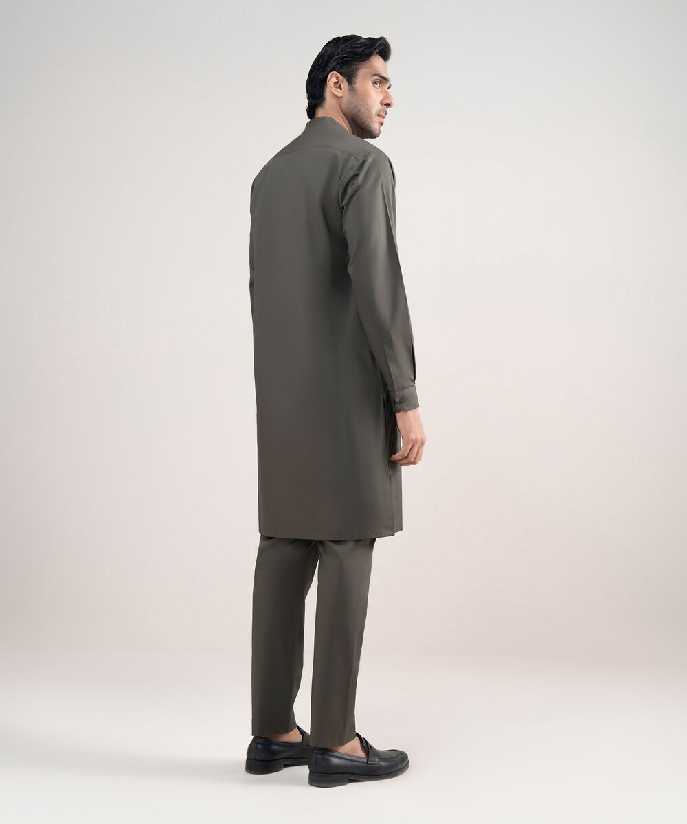Men's Stitched Premium Cotton Dark Green Suit