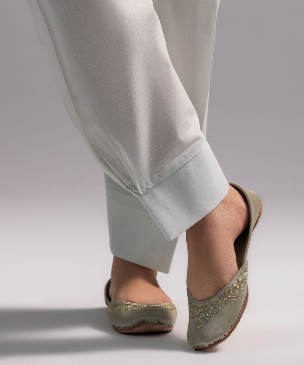 Women's RTW Slub Lawn Solid Seafoam Green Skinny Shalwar