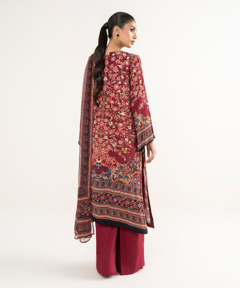 Women's RTW Grip Red Printed 3 Piece Suit