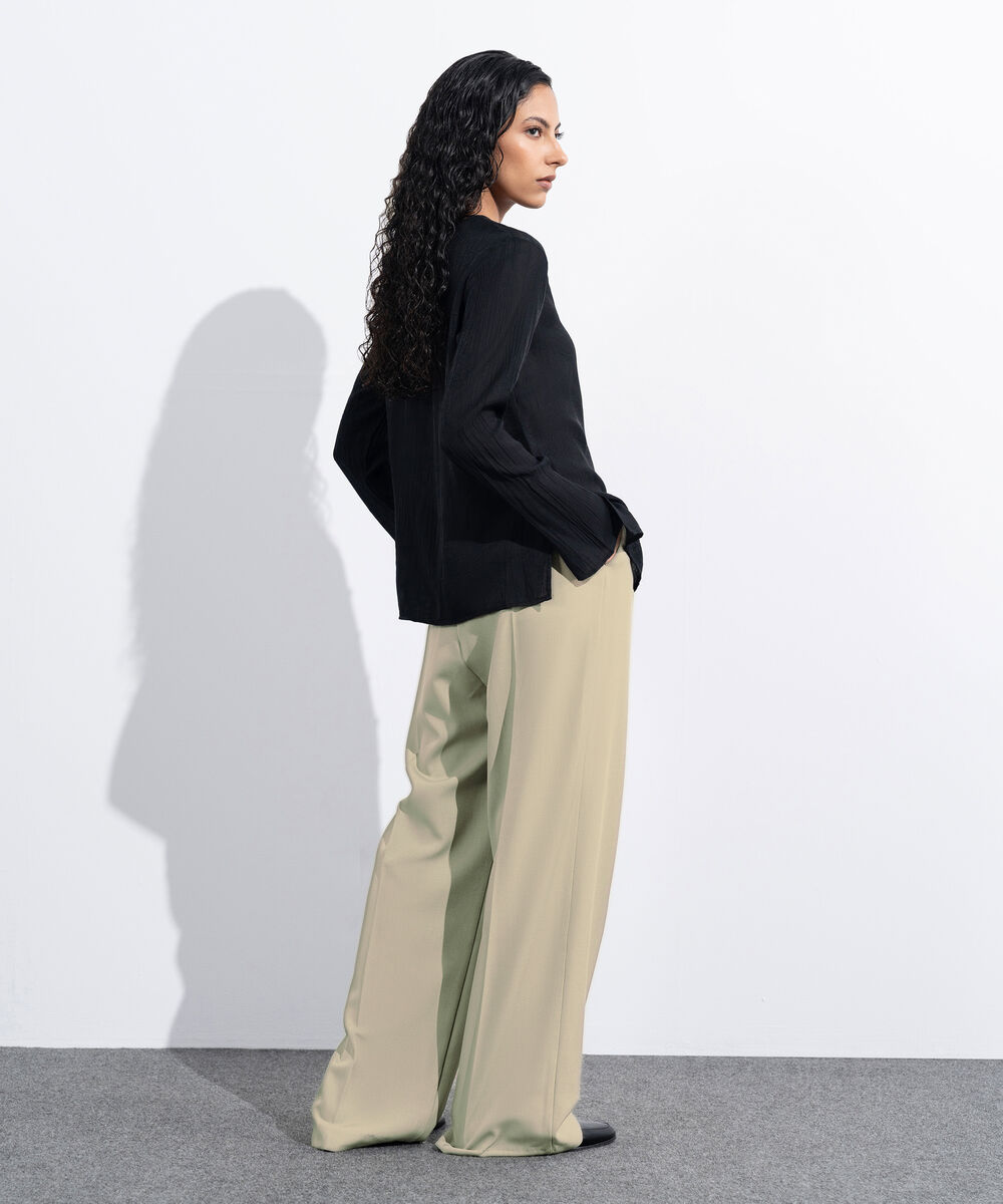 Women's Western Wear Black Regular-Fit Textured Top