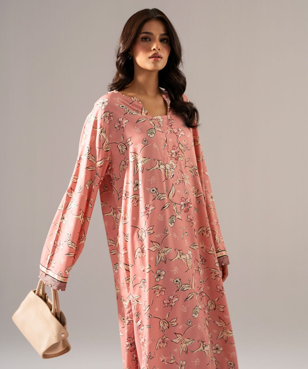 Women's RTW Viscose Marina Printed Pink Straight Shirt