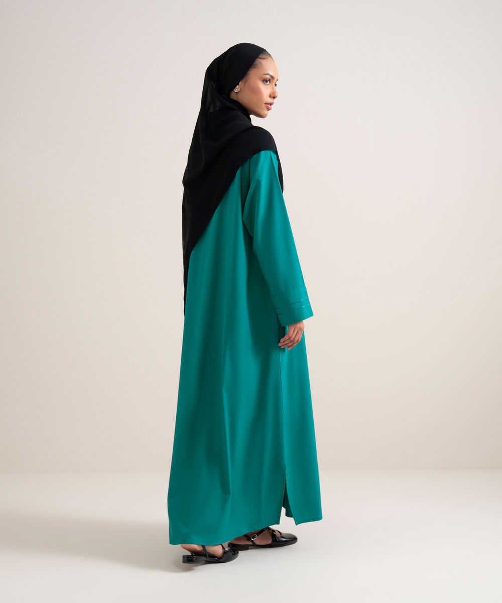 Women's Turquoise Button Through Raglan Abbaya