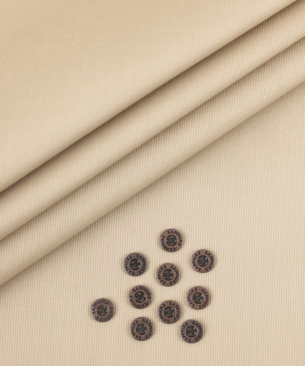 Men's Unstitched 2-Piece Cotton Dobby Beige Suit