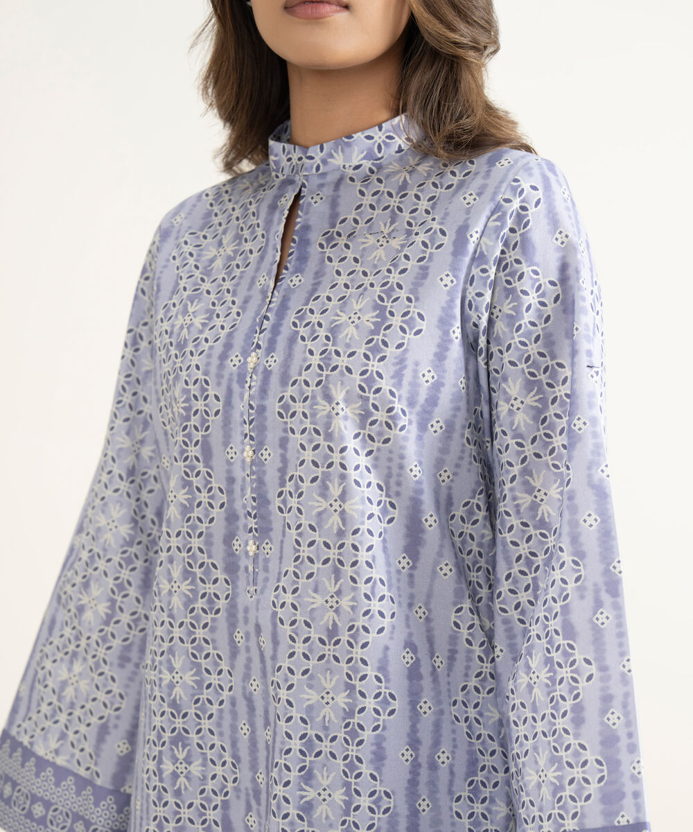 Women's Unstitched Lawn Printed Purple 2 Piece Suit