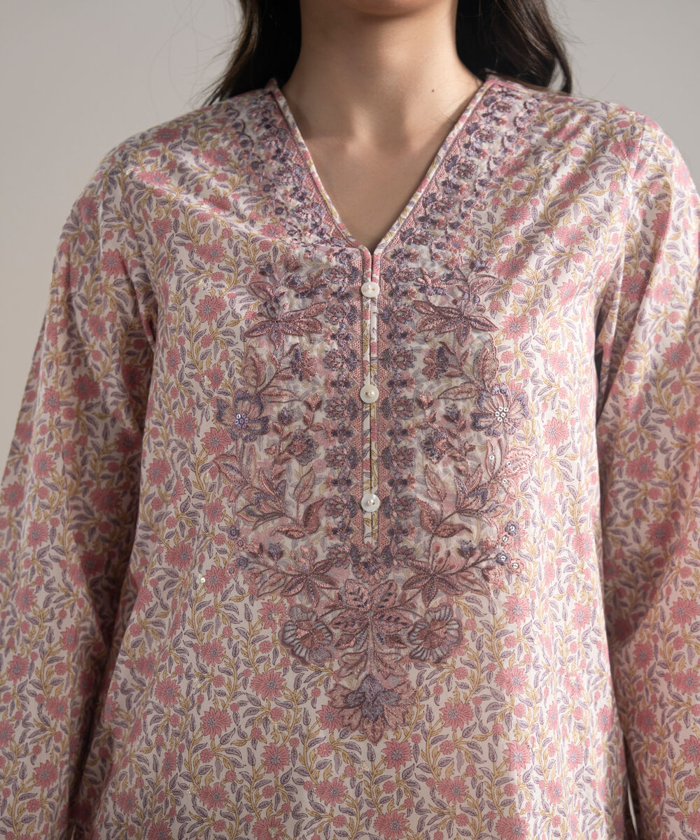 Women's RTW Cambric Embroidered White 3 Piece Suit