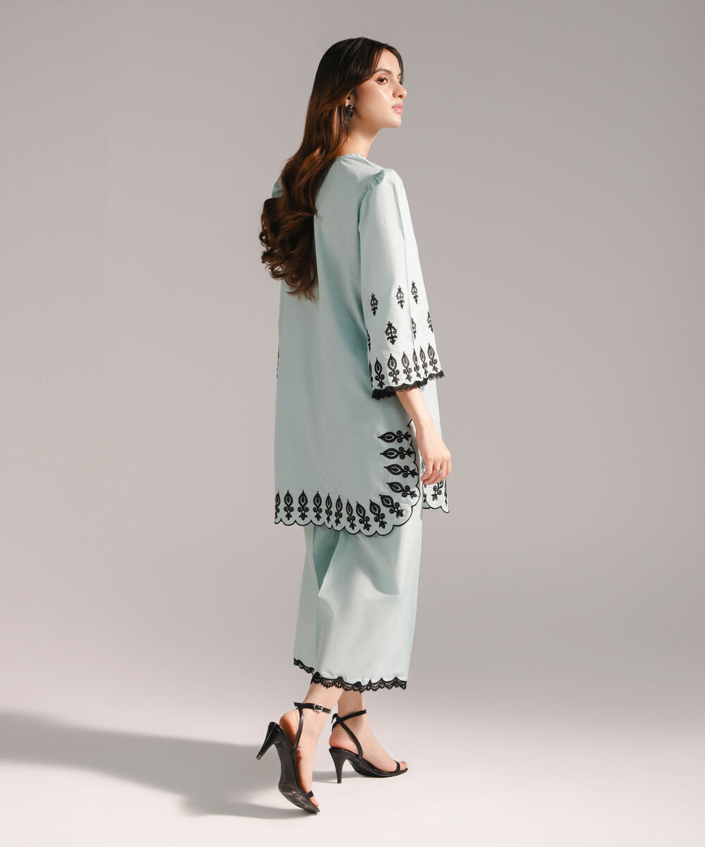 Women's RTW Zari Lawn Embroidered Straight Green Shirt
