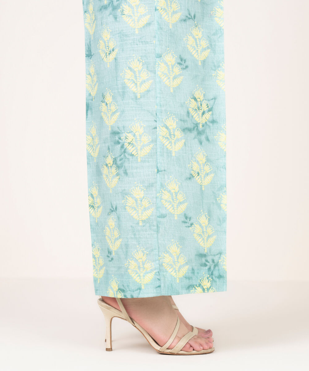 Women's RTW Light Khaddar Printed Blue Culottes