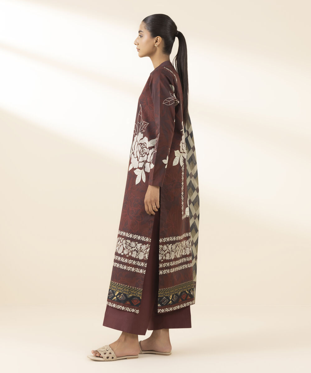 Unstitched Women's Red Lawn 3 Piece Suit