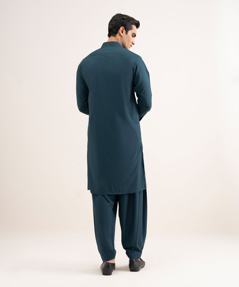 Men'S Stitched Teal Premium Wash And  Wear Suit