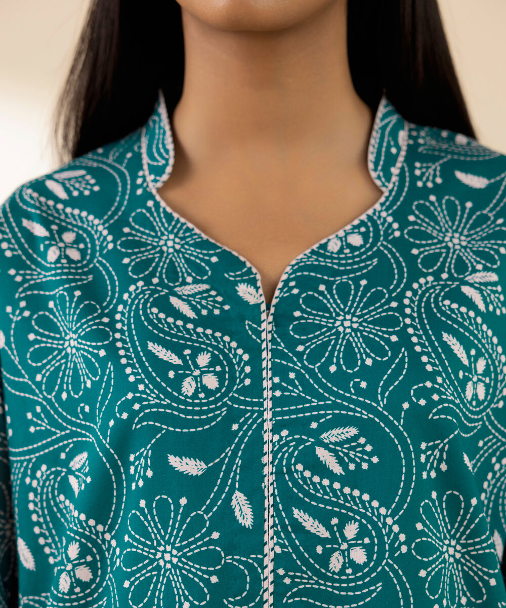 Women's Unstitched Lawn Printed Green 3 Piece Suit