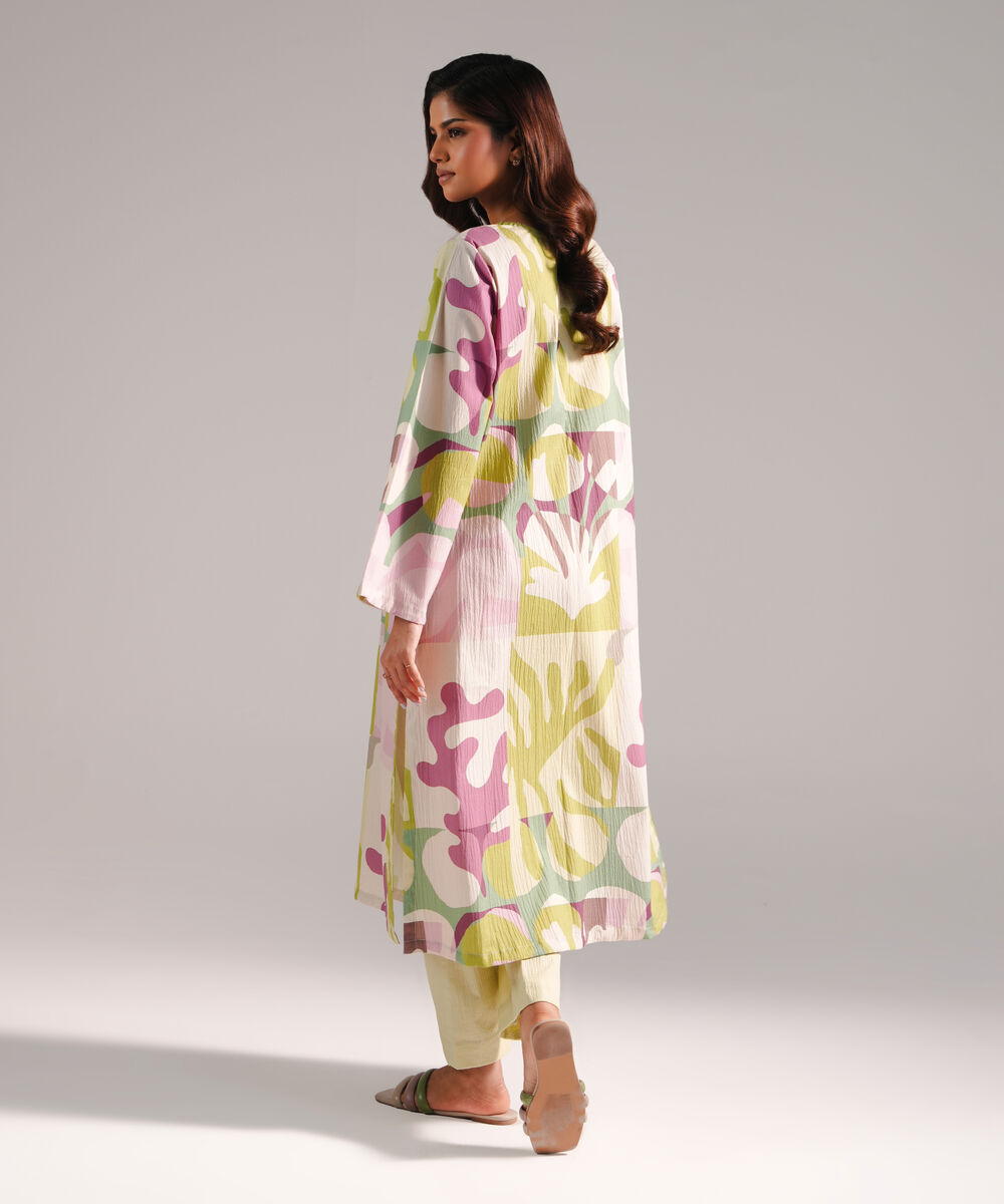 Women's RTW Seersucker Printed Mint Green 2 Piece Suit