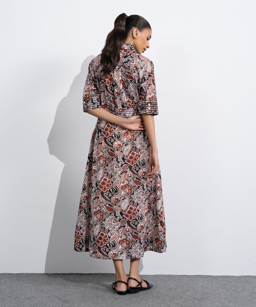 Women's Western Multi Floral Printed Maxi Dress