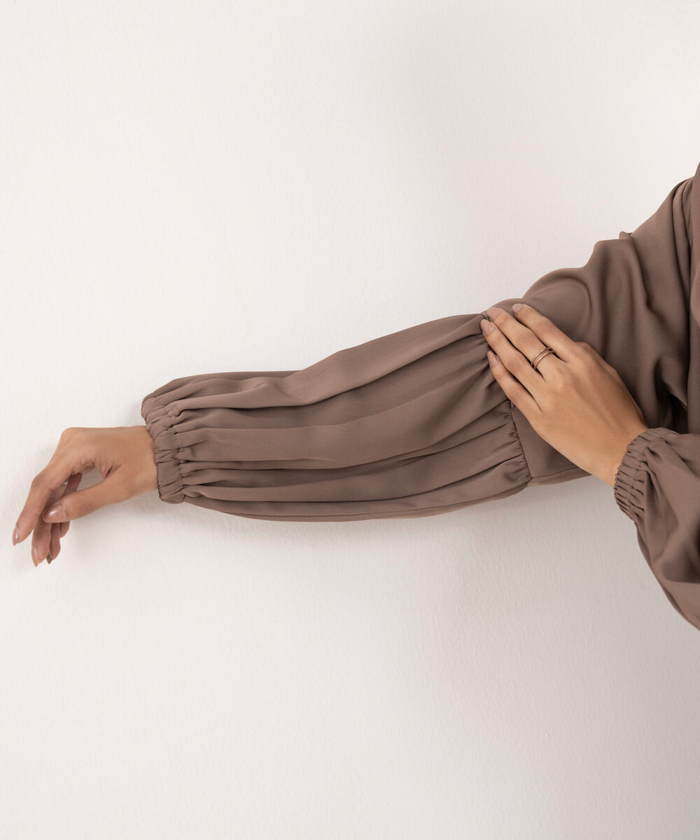 Women's Brown Polyester Abaya Set