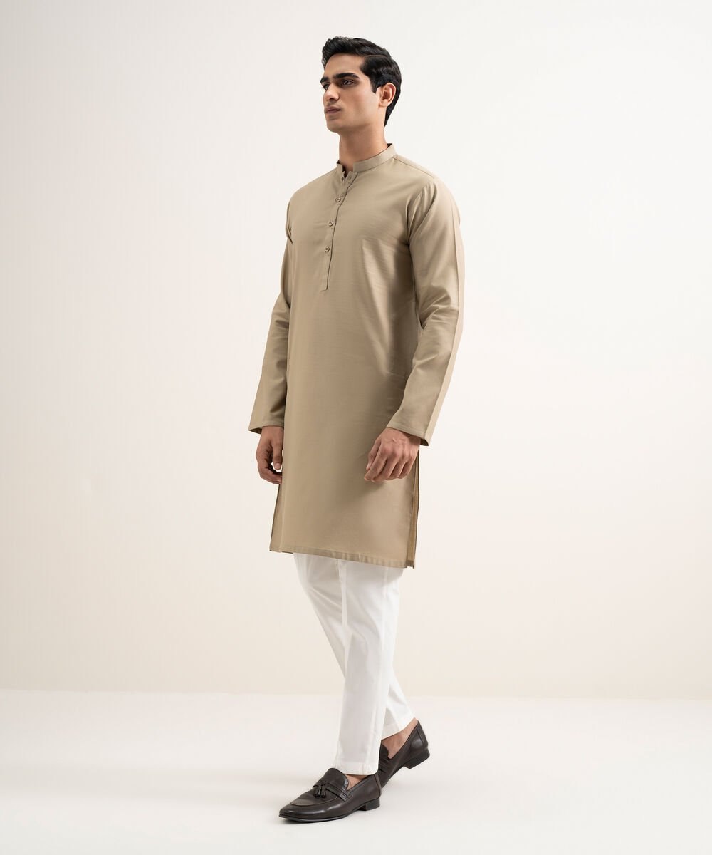 Men's Stitched Khaki Kurta