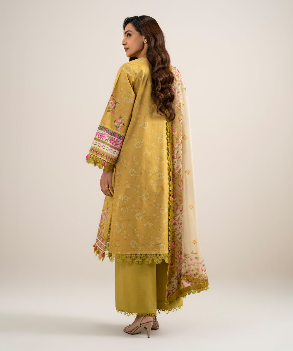 Women's Unstitched Lawn Embroidered Green