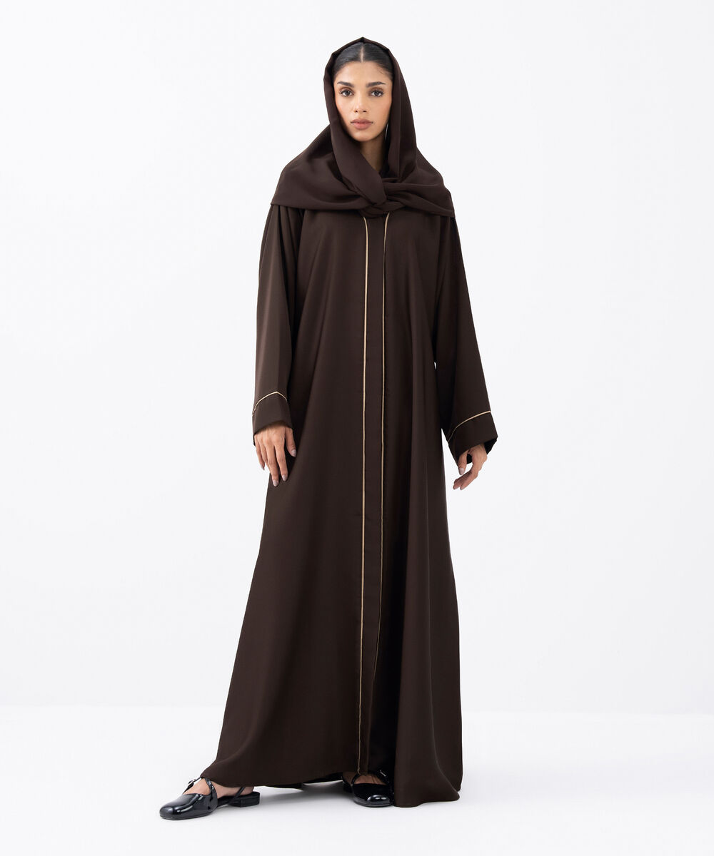 Women's Brown Polyester Abaya