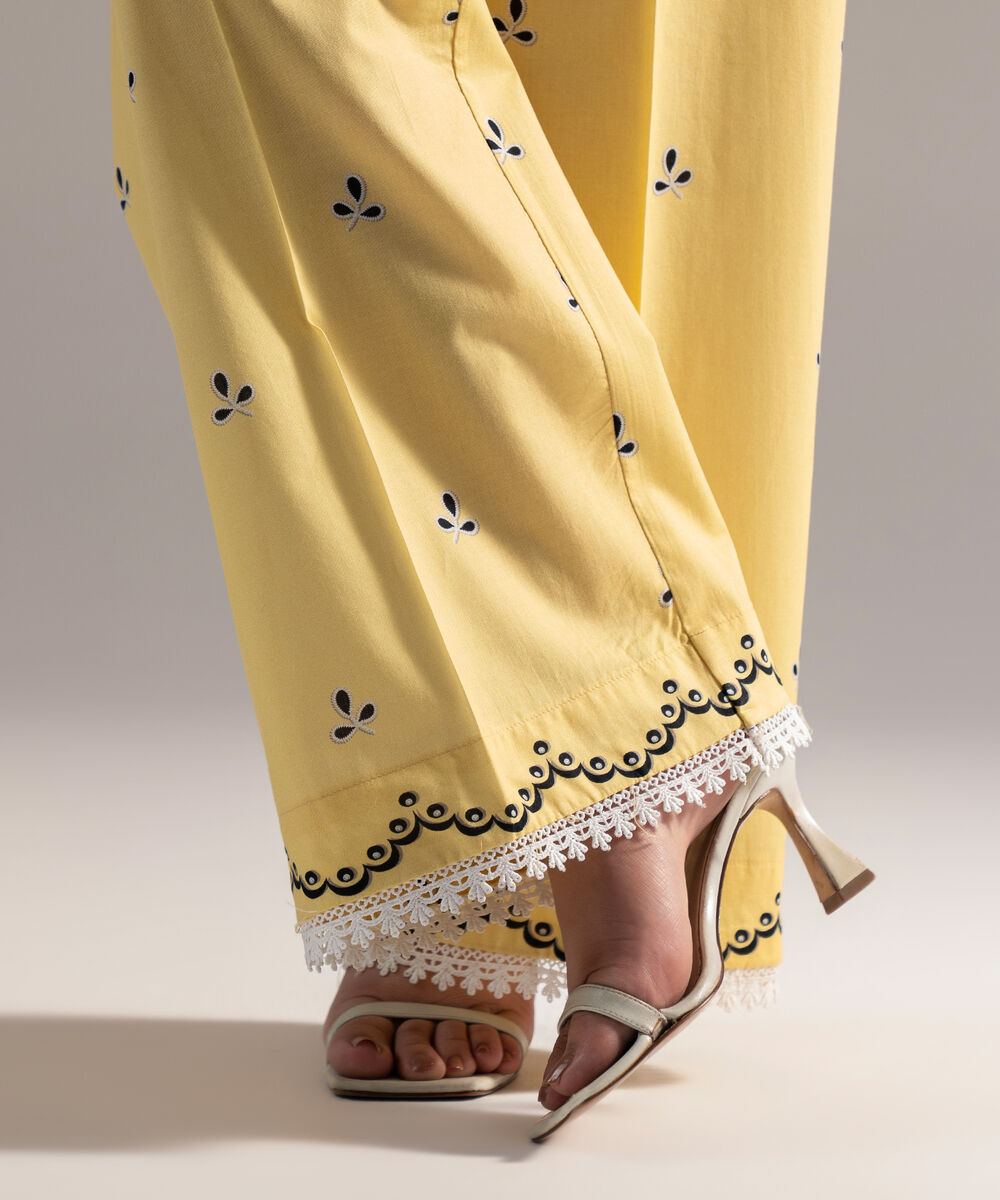 Women's RTW Cambric Printed Yellow Culottes