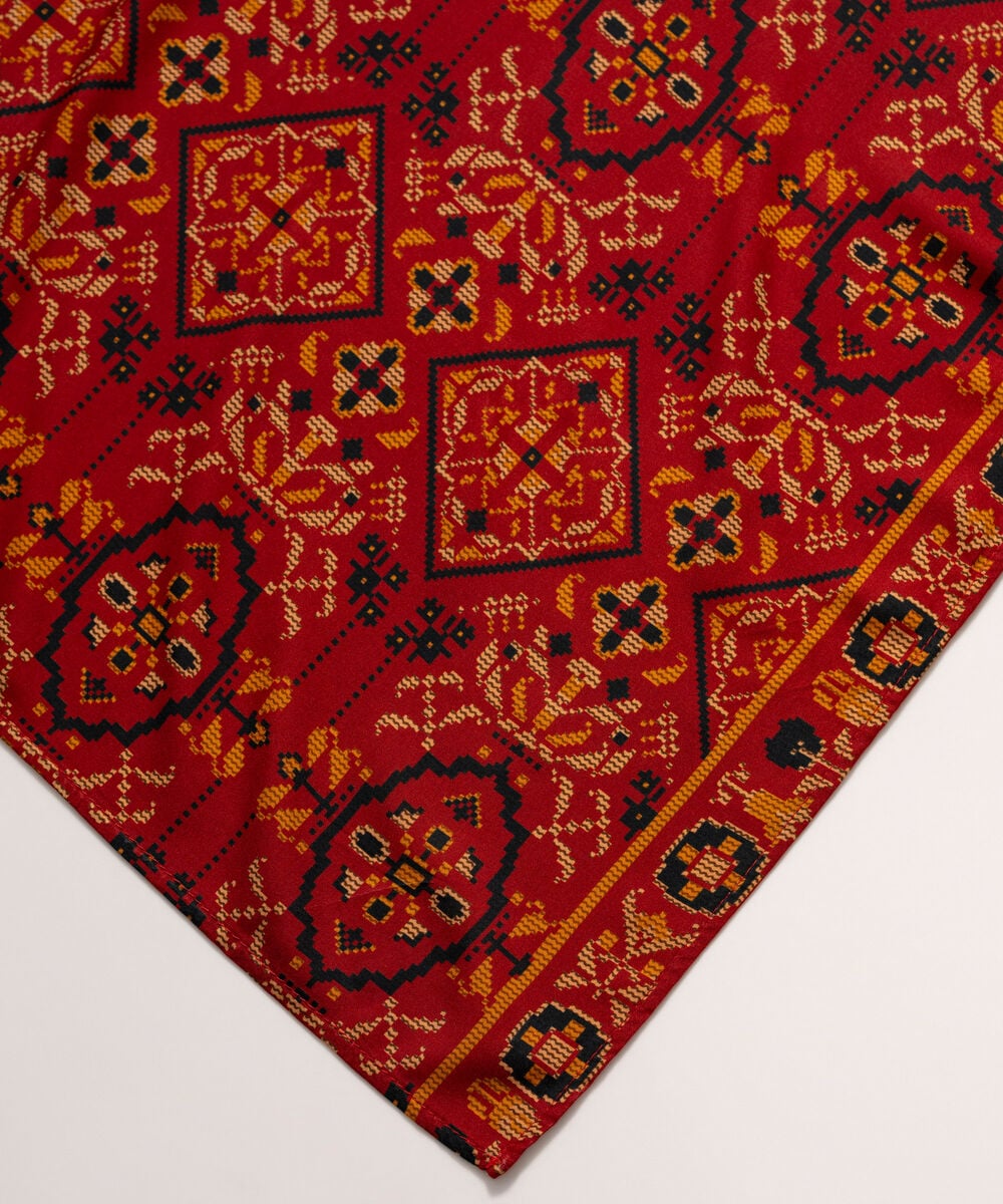 Women's RTW Viscose Linen Printed Maroon Dupatta