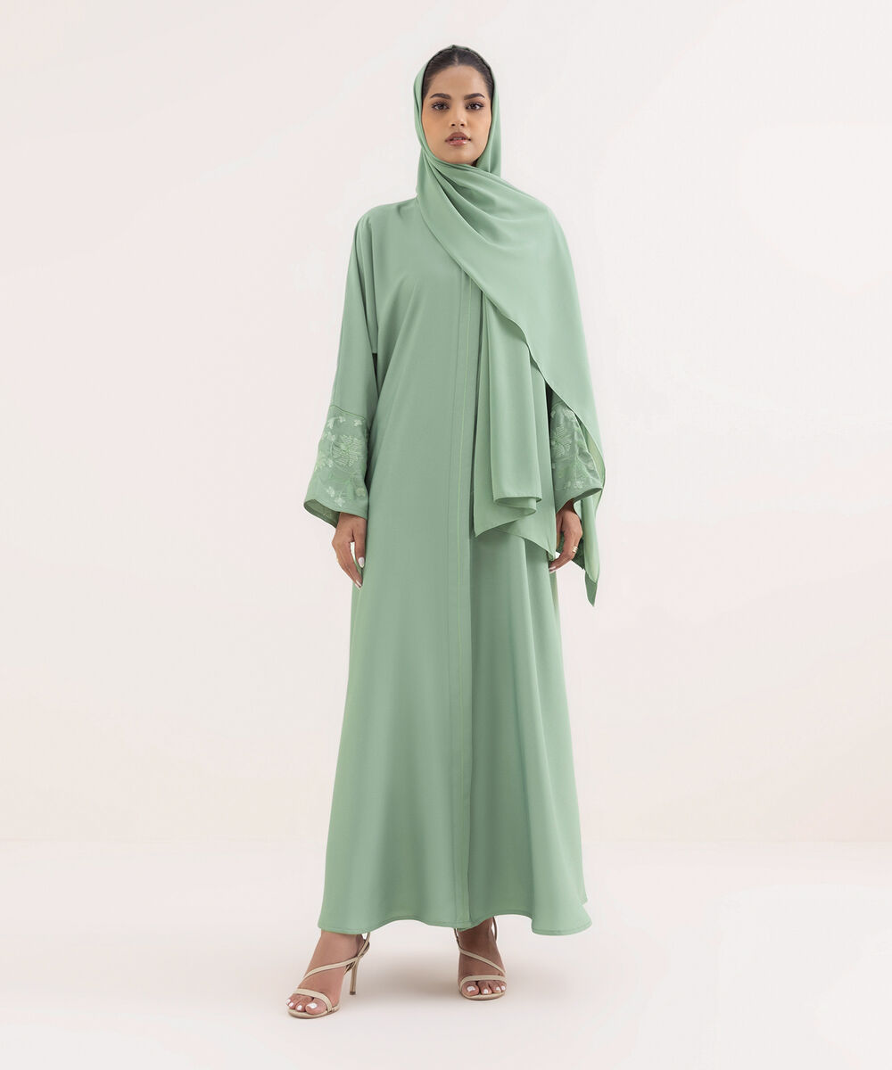 Women's Green Nida Abaya Set