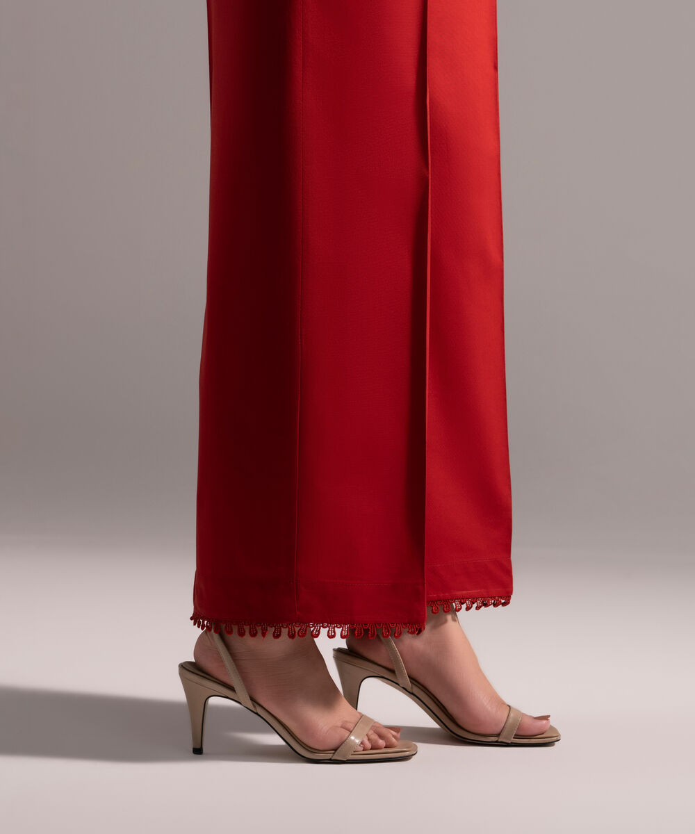 Women's RTW Cambric Solid Red Culottes