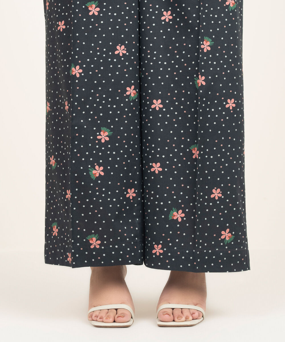 Women's RTW Cambric Printed Black Culottes